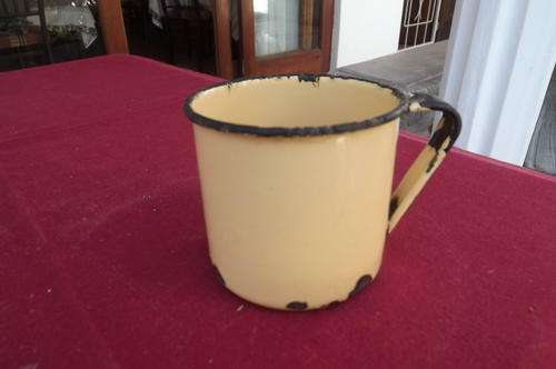 Vintage Cream Enamel Mug - 7cm high