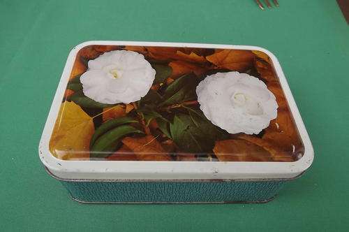 Vintage Tin with Gardenia Lid from J & A Buchanan Ltd - 17x12cm - good condition