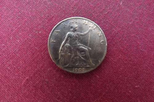 Great Britain Farthing 1905 - fine condition - see scans