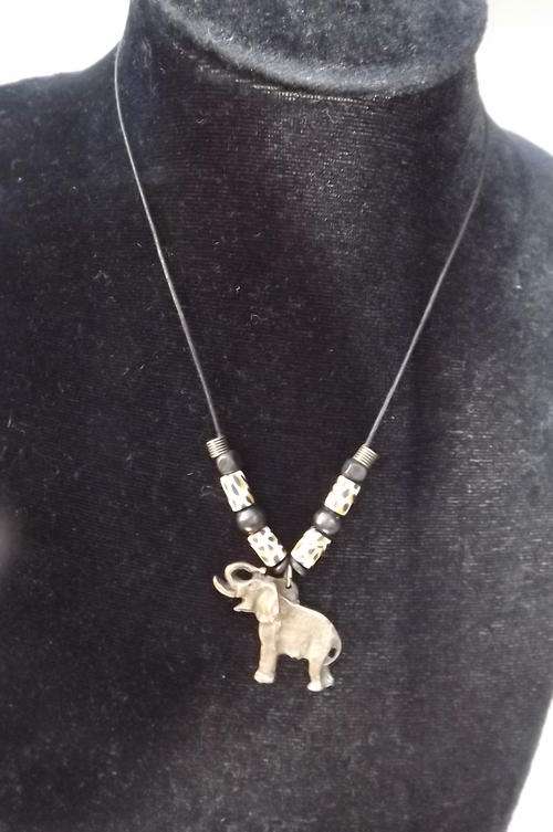 Ethnic Necklace with Beads & Brass Elephant - 52cm long - new condition