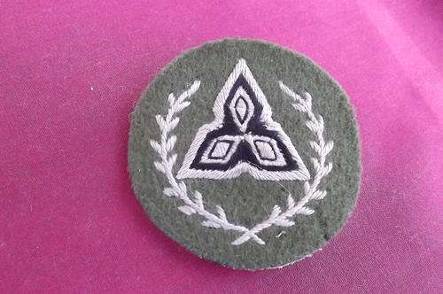 SWA Territory Force Regimental Sergeant Cloth Badge - 6.5cm diameter - green felt background -1 pin
