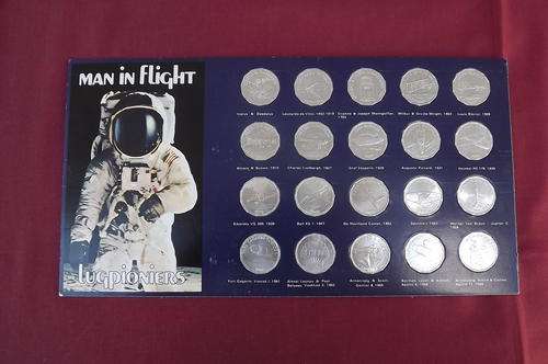 Set of 19 and 1 duplicate Shell Man in Flight Commemorative coin collection in display card-Alexei L