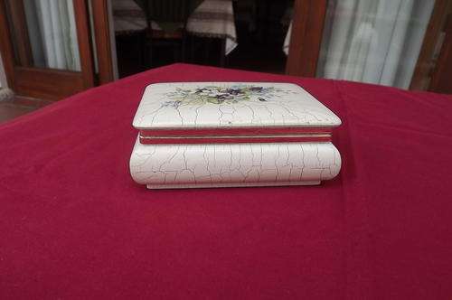 Beautiful wooden jewellery kist in beige with handpainted floral design.Made in Italy.14x10.2