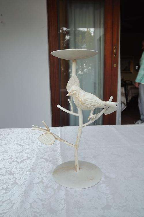 Beautiful metal candle holder-Bird on branch.As new 26 cm high