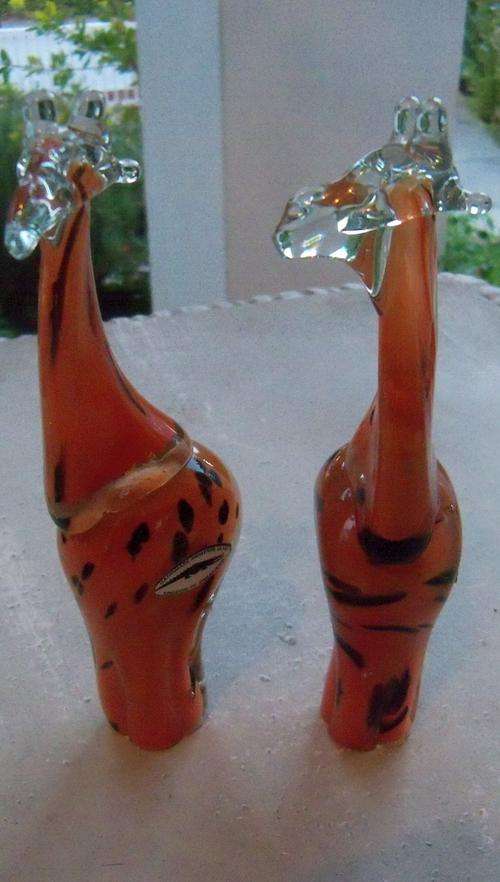 2 X Handmade Ngwenya Glass Giraffes from Swaziland