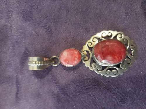 ruby and silver pendant