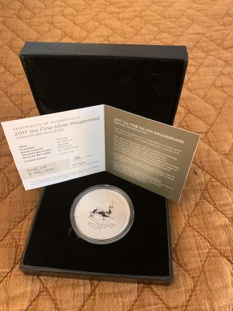 2017 Limited Mintage 1oz Silver Krugerrand Coin (Premium Uncirculated) 50th anniversary privy mark