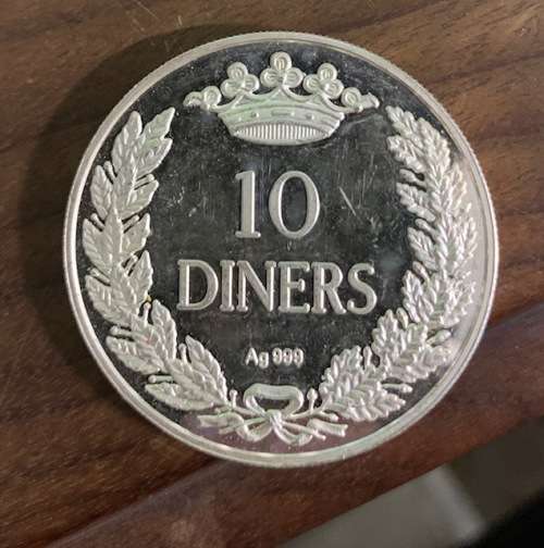 1996 ANDORRA Lunar Year of RAT 10 Diners COLOUR PROOF 1 oz .999 silver Coin RARE