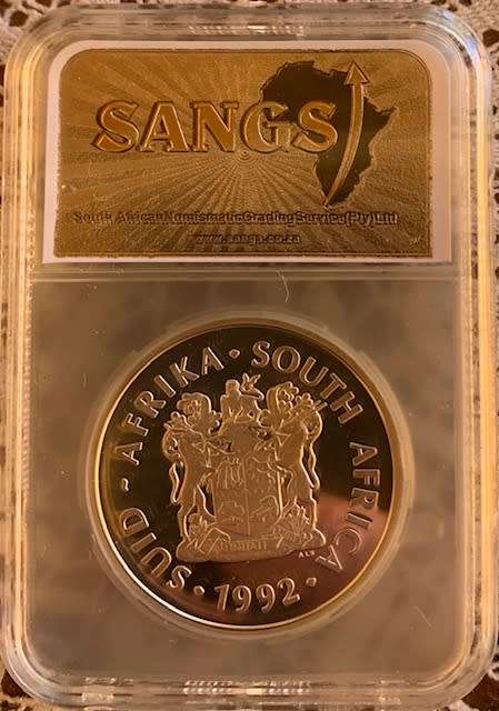 1992 SANGS Certified R2 Mint Technology Uncirculated Proof Coin 1 Oz silver limited mintage