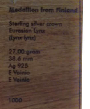 2004 Finland gilded Lynx Special Edition Silver Coin gem proof UNC