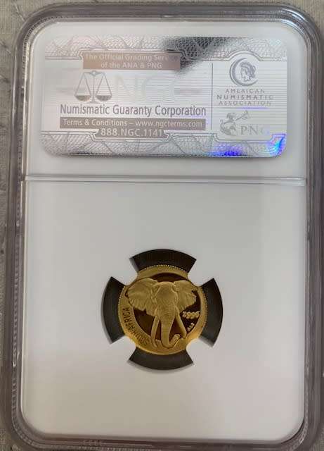 1996 .9999 Gold proof Natura Elephant ultra rare only 25 in NGC PF69 Ultra Cameo 1/10 ounce slabbed