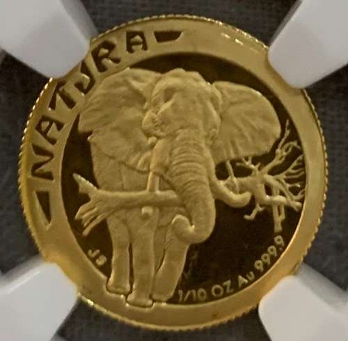 1996 .9999 Gold proof Natura Elephant ultra rare only 25 in NGC PF69 Ultra Cameo 1/10 ounce slabbed
