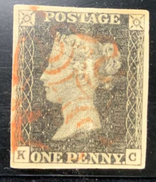 GB 1840 Penny Black, red maltese cross, COA, in official Stanley Gibbons album, a brief history