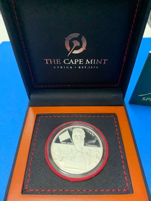 Invictus Siya Kolisi 99.9 pure silver proof Springbok rugby ltd edition coin with box and COA