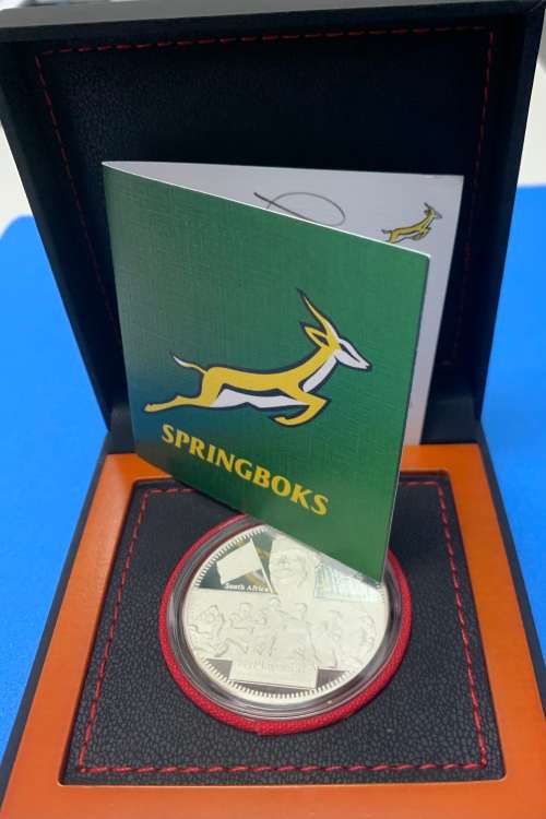 Invictus Siya Kolisi 99.9 pure silver proof Springbok rugby ltd edition coin with box and COA