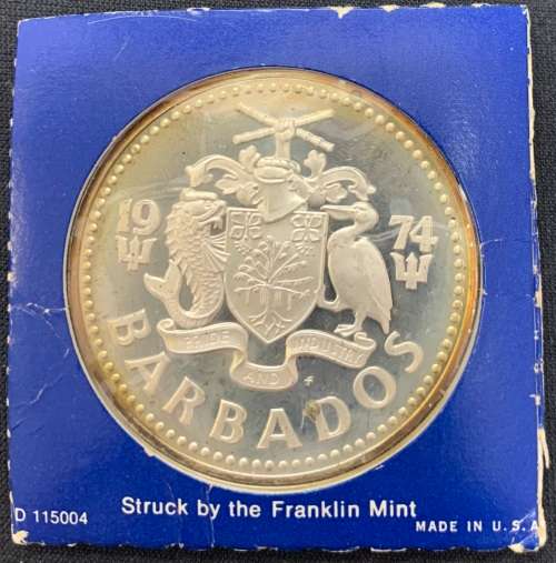 1974 Barbados Proof Silver 37.9 gr Neptune King of the Sea.