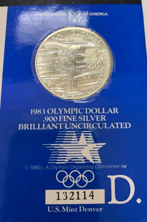 1983 The Complete 2.58oz fine silver 3 coin Silver Dollar US Olympic Set unopened