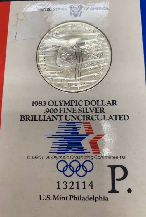1983 The Complete 2.58oz fine silver 3 coin Silver Dollar US Olympic Set unopened