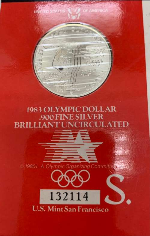 1983 The Complete 2.58oz fine silver 3 coin Silver Dollar US Olympic Set unopened