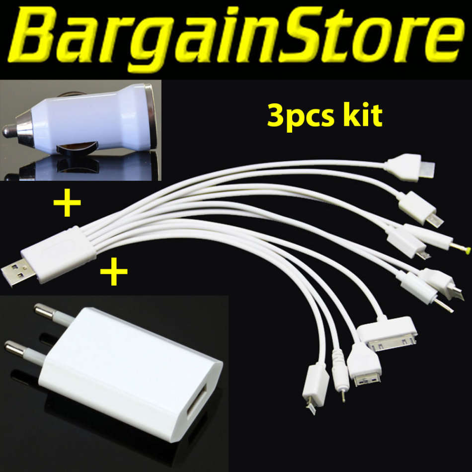 1 to 10 USB Multi charger set, popular connectors Iphone Samsung and more