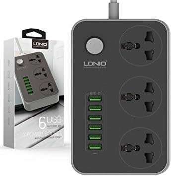 6 USB Desktop Charger with 3 Universal Power Sockets
