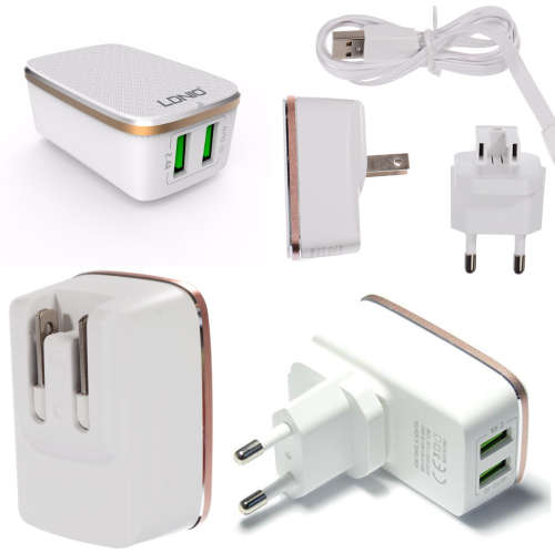 2 Port USB Charger with Android Cable
