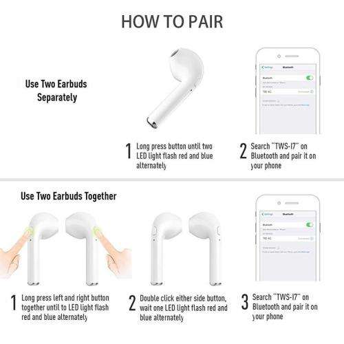 i7S TWS Wireless Bluetooth Earphones and Charging Station