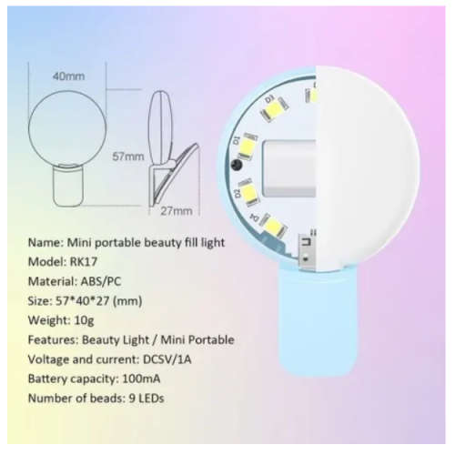 LED Selfie Light, Rechargeable LED Selfie Ring Light