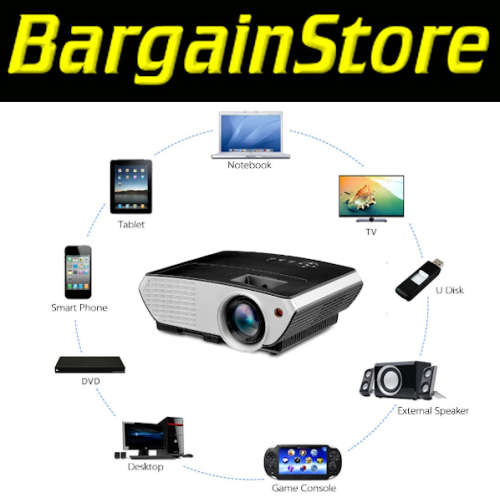 2000 Lumen 80w LED 1080p Full Size Projector with Built in Speaker and IR Remote