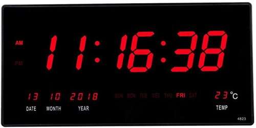 Large LED Clock white and blue