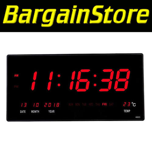 Large LED Clock white and blue