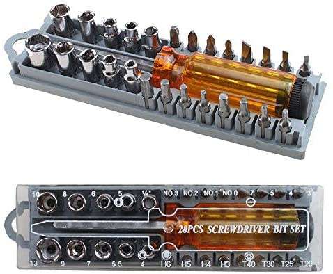 28 Piece Heavy Duty Screwdriver Set with various Bits and Sockets - 3 ON AUCTION