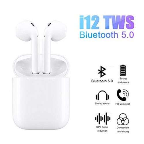 i12 TWS Wireless Bluetooth Earphones and Charging Case, Bluetooth 5.0 - 3 ON AUCTION