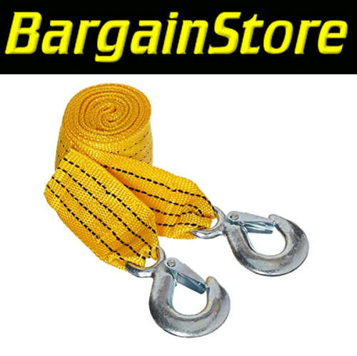3m 3T Tow Rope with Forged Hook Safety Latches - 3 ON AUCTION