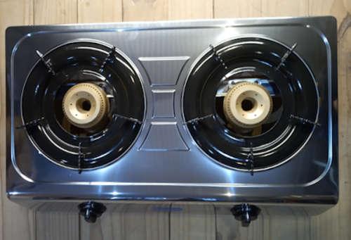 MASSIVE 4kg Double Burner Gas Stove with Regulator, Inlet Connector + 1m Hose