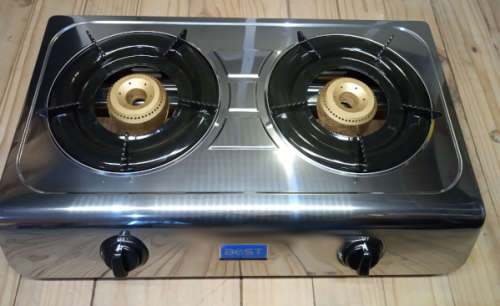 MASSIVE 4kg Double Burner Gas Stove with Regulator, Inlet Connector + 1m Hose
