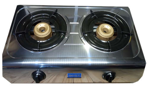 MASSIVE 4kg Double Burner Gas Stove with Regulator, Inlet Connector + 1m Hose