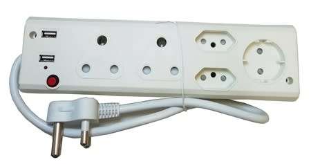 5 Way Multi Plug with 2 USB Ports - 3 ON AUCTION