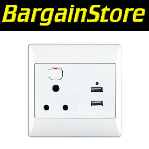 Single Wall Socket with 2 USB - 3 ON AUCTION