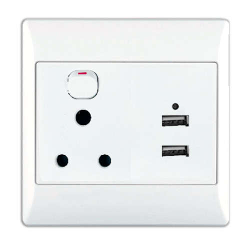Single Wall Socket with 2 USB - 3 ON AUCTION
