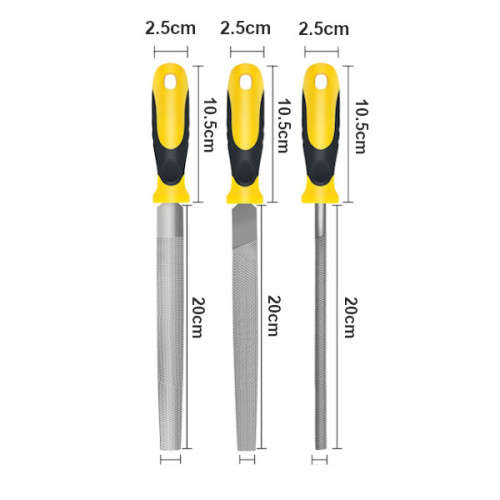 3 Piece 30cm Steel File Set