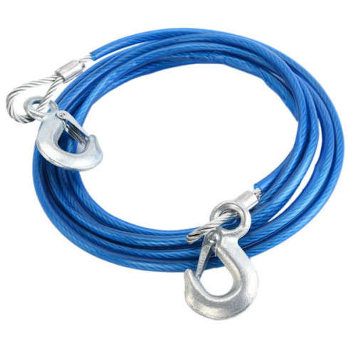 Heavy Duty 4m 5T STEEL Tow Rope with Forged Hook Safety Latches