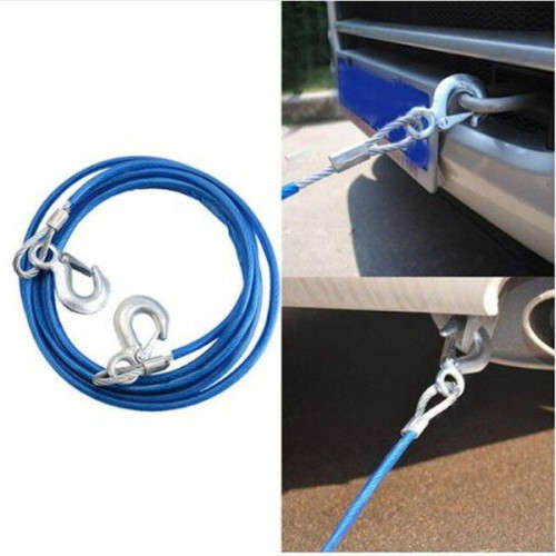 Heavy Duty 4m 5T STEEL Tow Rope with Forged Hook Safety Latches