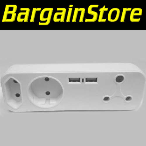 3 Way Multi Adapter Plug with 2 USB Ports - 3 ON AUCTION