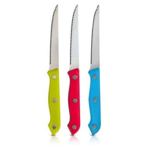 6pc Colourful Steak Knives - 3 ON AUCTION