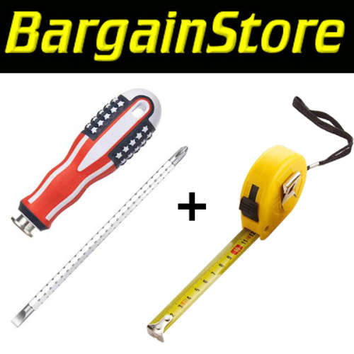 Flat/Star and Adjustable Length Screwdriver + 3m Measuring Tape  - 3 ON AUCTION