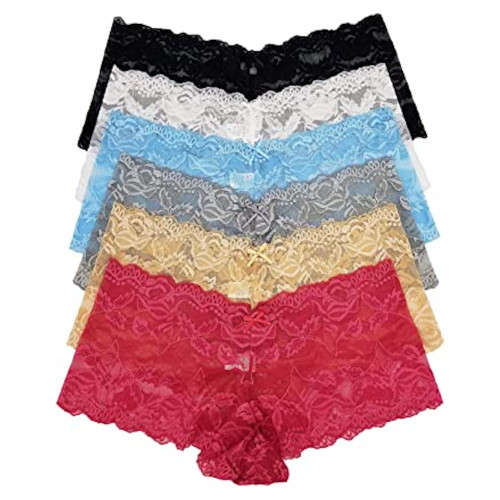 6 Pack Ladies Lace Boyshorts Underwear - 3 ON AUCTION