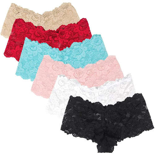 6 Pack Ladies Lace Boyshorts Underwear - 3 ON AUCTION