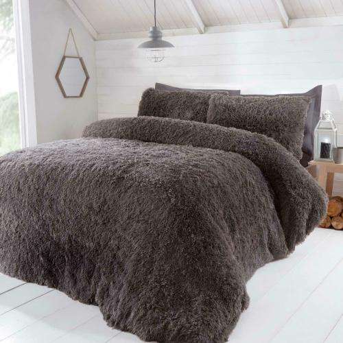Luxurious Furry Shag 5 Piece Queen Duvet Cover Set