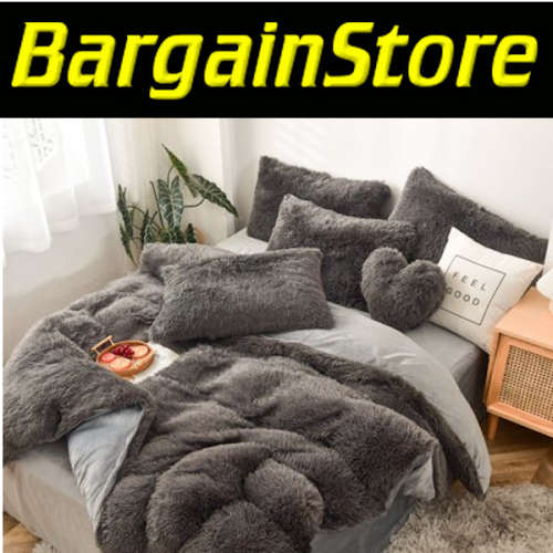 Luxurious Furry Shag 5 Piece Queen Duvet Cover Set